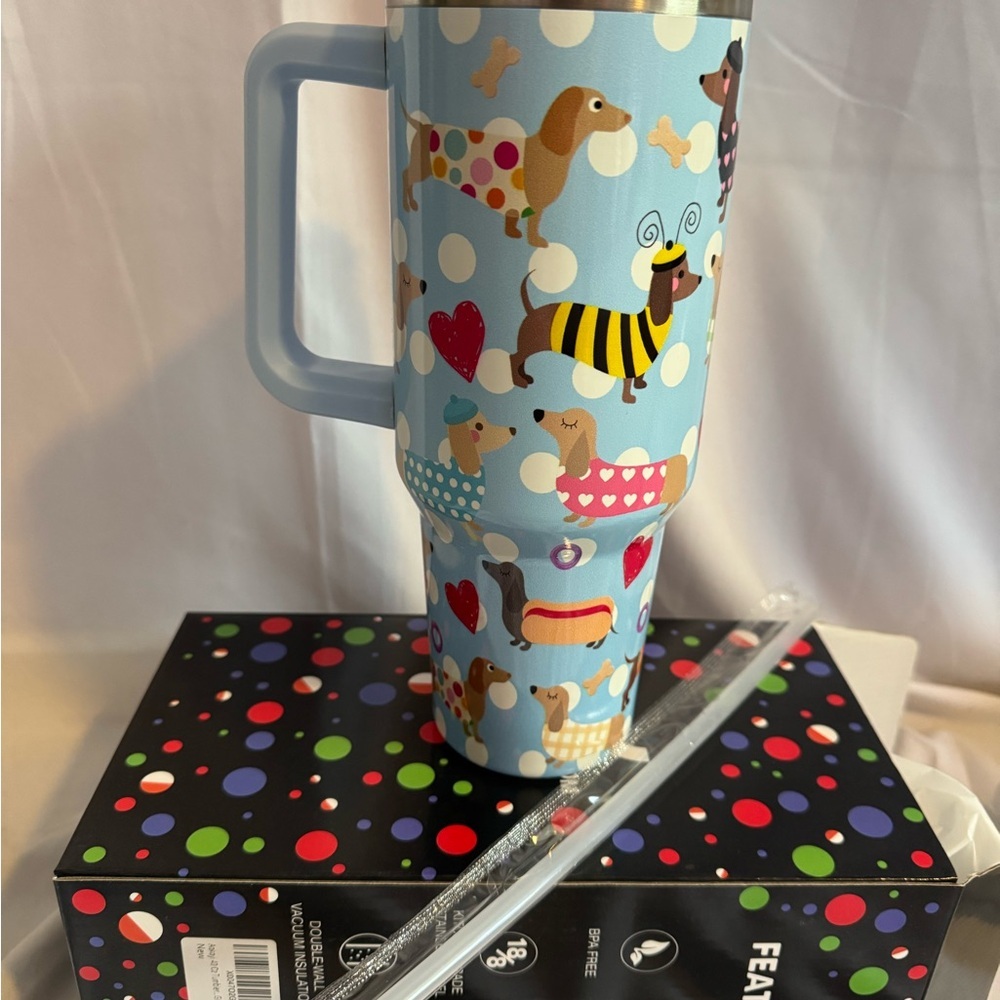 Dachshund 40oz tumbler with lid & straw - Picture 2 of 5